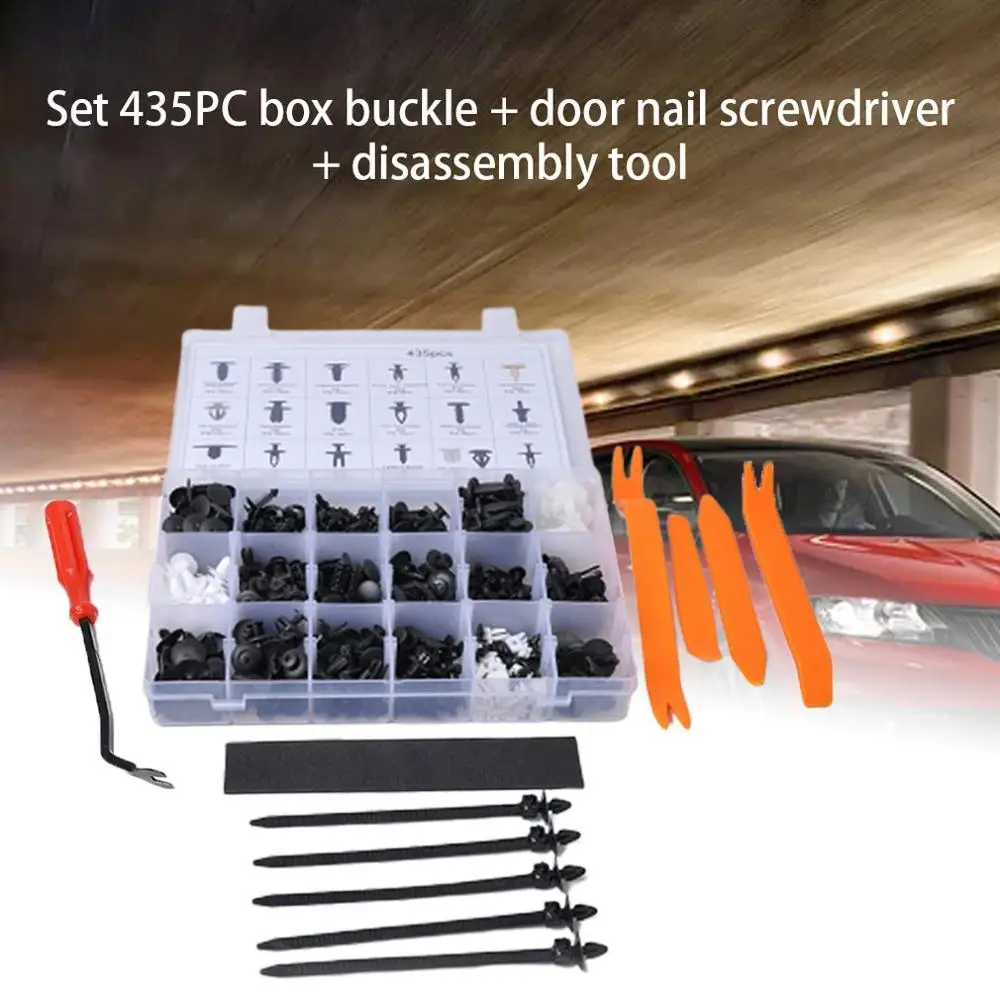 435 шт. в коробке пряжка+ дверной гвоздь отвертка+ инструмент для разборки/Автомобильная Дверная панель Подкладка Черный