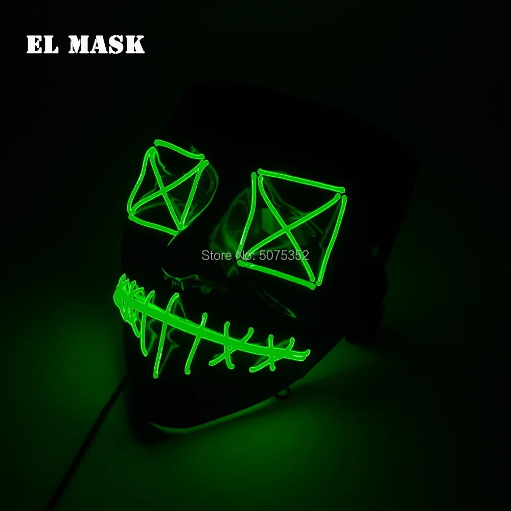 Маска подарок для взрослых женщин мужской Хэллоуин Декор страшное лицо светодиодная светящаяся маска EL Wire монстр Дьявол устрашающая маска