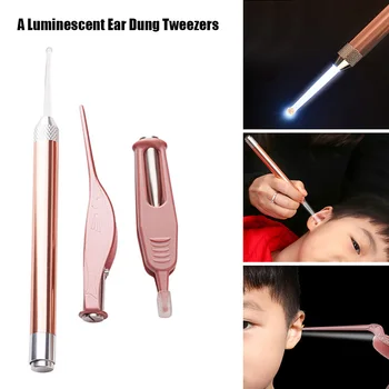 

LED Light Ear Pick Removal Nose Clean Clip Baby Ear Nose Clean Tweezer Set Hot Sales