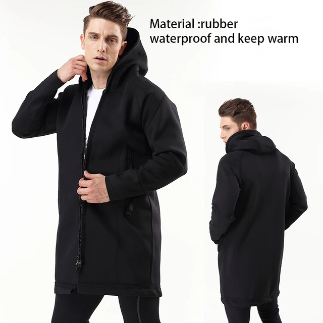 Chaqueta de neopreno con cremallera para hombre, abrigo deportivo holgado  de manga larga, informal, cálido, para buceo, 2mm, color negro - AliExpress