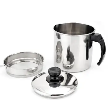 

New Stainless Steel Oil Grease Strainer Pot Grease Can Oil Storage Can Container With Fine Mesh Strainer For Kitchen Drop Ship
