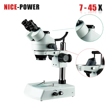 

NICE-POWER trinocular microscope trinocular simul focal repair microscope professional simul focal micro scope 7x-45x Gift lamp