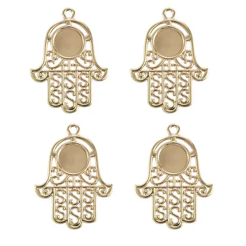 Life Tree Hand Palm Charm Dream Catcher Pendant Blank Bezel Tray 14mm Cabochon Base Setting DIY Necklace Jewelry Findings