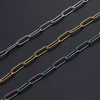 

1 Meter 4x12mm Stainless Steel Soldered Handmade Textured Circle Chains Wholesale Necklace Bracelets Making Drop Shipping