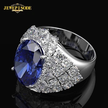 

Jewepisode Solid 925 Sterling Silver Sapphire Ruby Gemstone Wedding Party Rings Women Fashion Big Jewelry Ring Wholesale Gifts