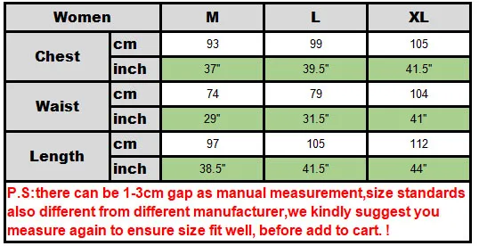 Size chart Santa