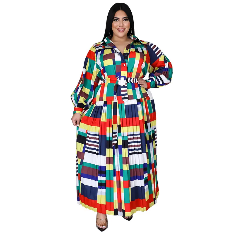 Large Swing Long-Sleeved Dress Loose Casual African Women