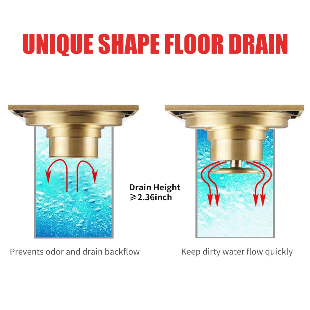 Shower Floor Drain Anti-Odor Shower Drains Anti-clogging Hair Stopper Catcher Sink Strainer Drain with Removable Strainer Cover