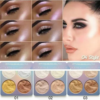 

4 Colors Highlighter Illuminator Makeup Glow Kit Face Brightener Contouring Liquid Highlighter Powder Palette Bronzer