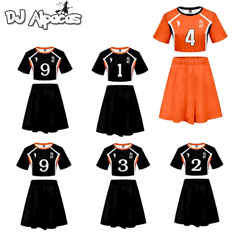Haikyuu рубашка юбка комплект Shoyo Hinata косплей костюм Женская спортивная одежда