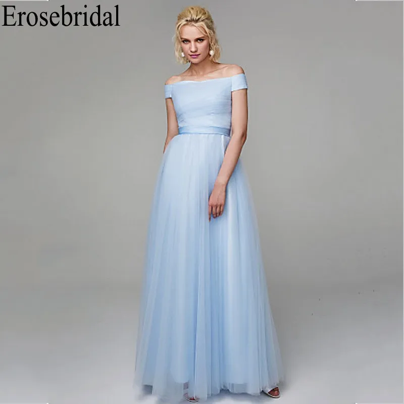 Женское вечернее платье с плиссированным лифом Erosebridal синее длинное со шнуровкой