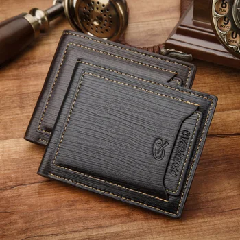 

Men's Leather Wallet Slim Brown Wallet Carteira Masculina Wallet Credit Card Holder Functional Wallet