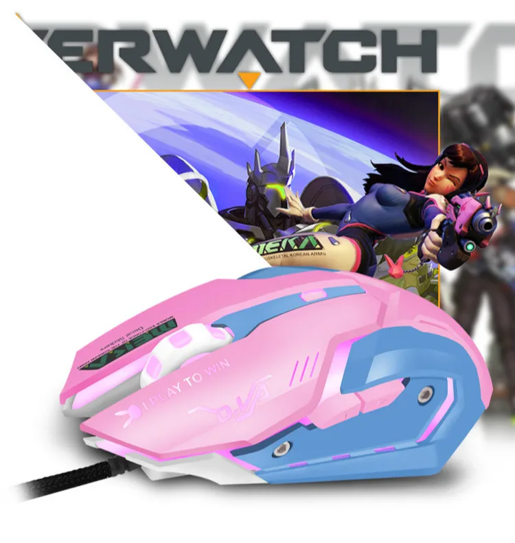 OW Overwatch D. VA DVA Mercy дыхательная светодиодный мышь с подсветкой игровая Проводная USB компьютерная ПК и Mac электронные спортивные геймеры подарок