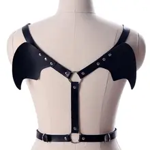 Крылья кожаный ремень безопасности панк тело бюстгалтер на лямках женский ремень бондаж фестивальный рейв воротник Готический Талия Плечо размера плюс