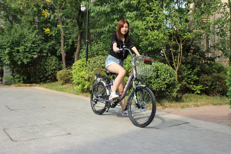 Best new 24 inch 250w 48v electric bike variable speed double disc brake aluminum alloy e bike Lithium battery electric bicycle ebike 0