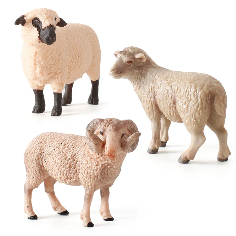 

3pcs/Set Merino Sheep Action Figure Toys PVC Model Simulation Wild Animals Figurines Car Decorations