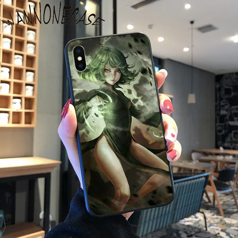Anime One Meninju, Pukulan Man Gadis Lembut Hitam untuk iPhone 8 7 6 6S Plus X XS MAX 5 5S SE XR 11 11pro Promax Ponsel