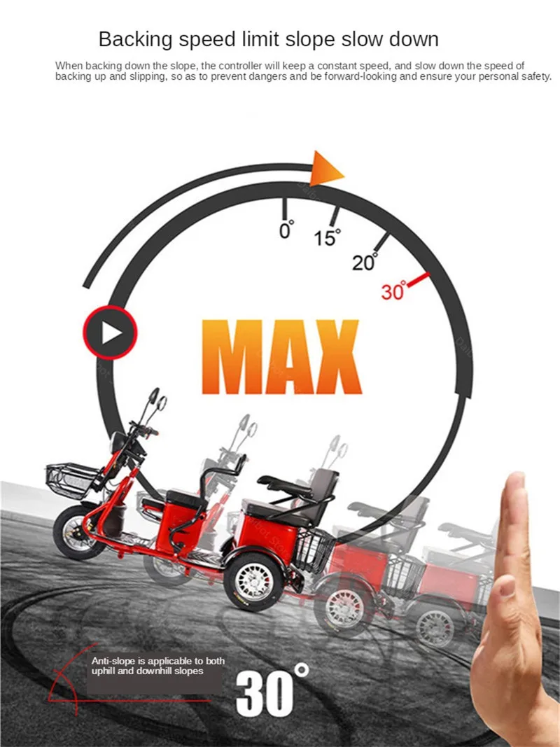 Electric Elderly Scooter Three Wheels Electric Scooters 80KM 60V 800W Portable 3 Wheel Electric Motorcycle With Shopping Basket (26)