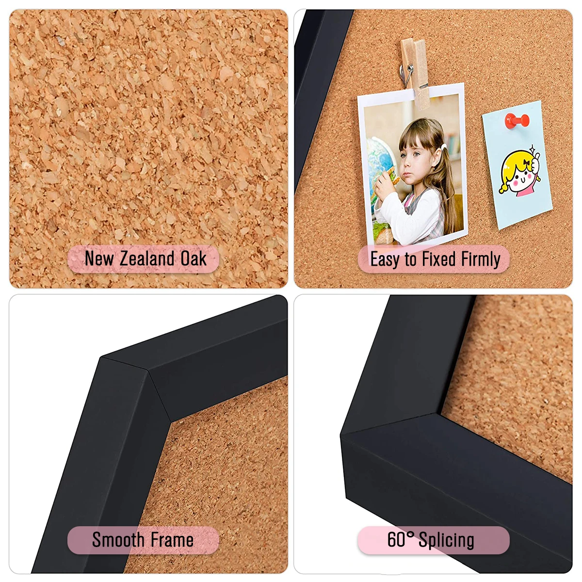 Equilateral Hexagon Cork Board Innovative Message Board Pin Boards Wood Frame Decorative Postcard Wall Bulletin