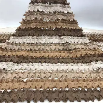 

New arrival African lace fabric 2020 high quality 3D flower french tulle lace embroidered wavy fabric for wedding dress