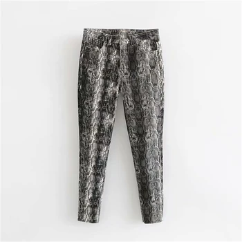 

Women Snake Print Pencil Pattern Trousers Ladies High Waist Skinny Fashion Stretch Autumn Winter Elastic Female Pants