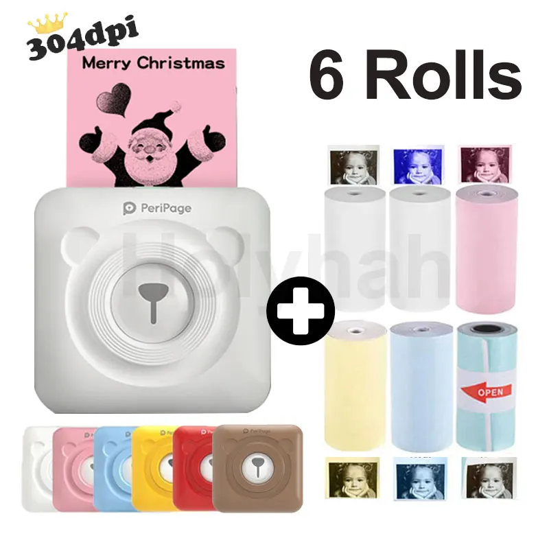 

Peripage A6 304dpi Mini Pocket Printer Bluetooth Thermal Photo PrinterRed Brown Yellow for Mobile Phone Android IOS Gift