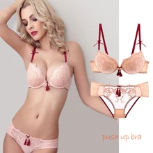 CYHWR сексуальный кружевной бюстгальтер на косточках с бантиком и чашечками 3/4, комплект нижнего белья с цветочной вышивкой, бюстгальтер пуш-ап и трусики