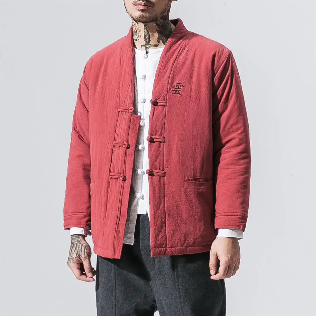 Sinicism Store Мужской сплошной Канат с поясом, хлопковая куртка, осенняя утолщенная тонкая куртка, Мужская Уличная винтажная куртка 5XL - Цвет: WineRed(AsianSize)