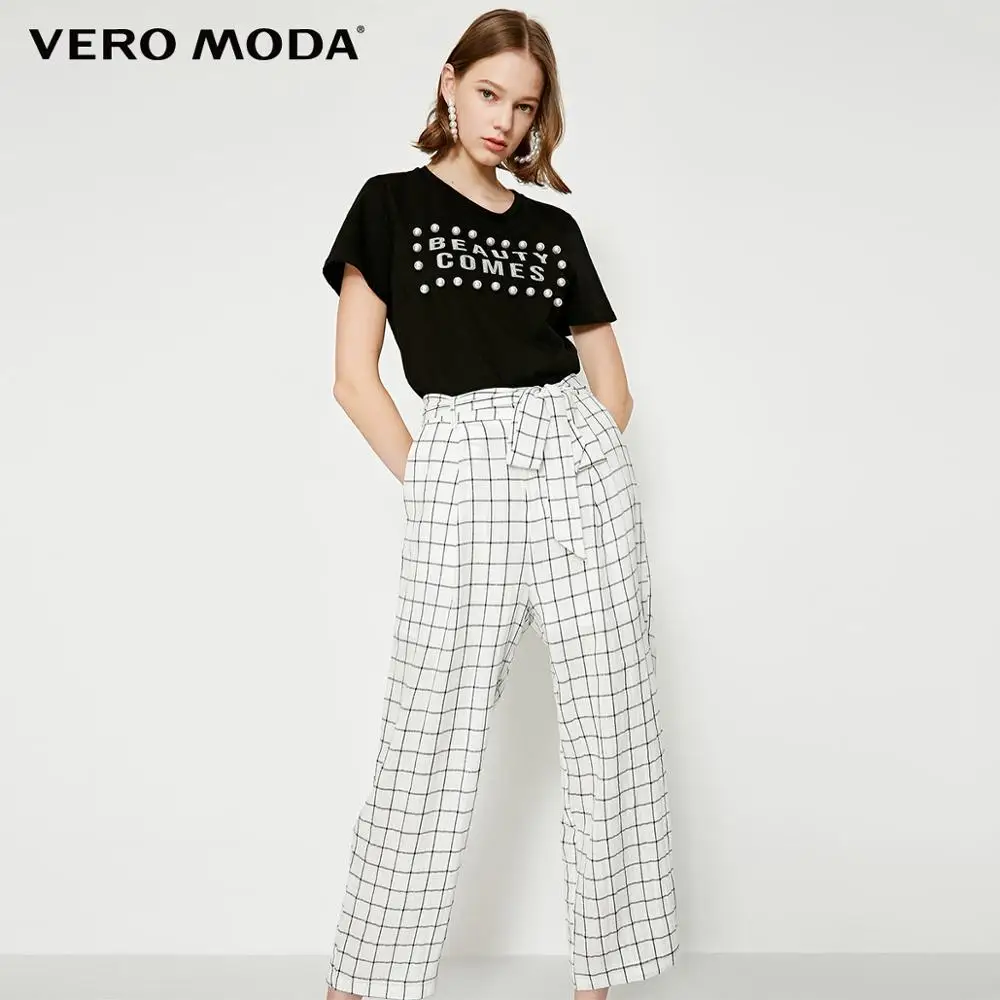 Женские прямые клетчатые повседневные брюки в OL стиле Vero Moda | 3192PL501|Брюки