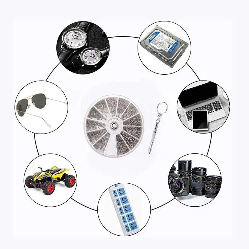 600Pcs Eyeglass Repair Kit M1-M1.6 Micro Screws and Screwdriver for Glasses,Sunglasses,Clock,Watches Electronics Computer Repair