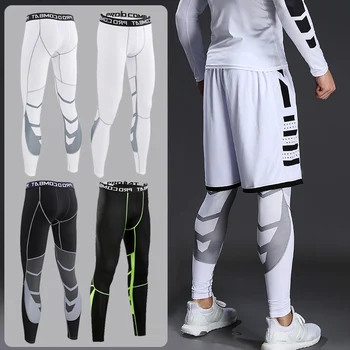 Pantaloni a compressione da uomo Ciclismo Corsa Basket Calcio Elasticità Pantaloni sportivi Collant fitness Pantaloni legging Rash Guard Palestra