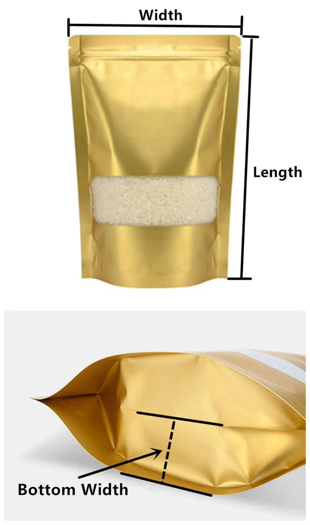 Verstärkte Farbige Standbeutel 100 Stück Wiederverschließbare Stehbeutel aus Aluminiumfolie mit Reißverschluss und Fenster Matt-Finish Aufbewahrungsverpackung – Detail 10