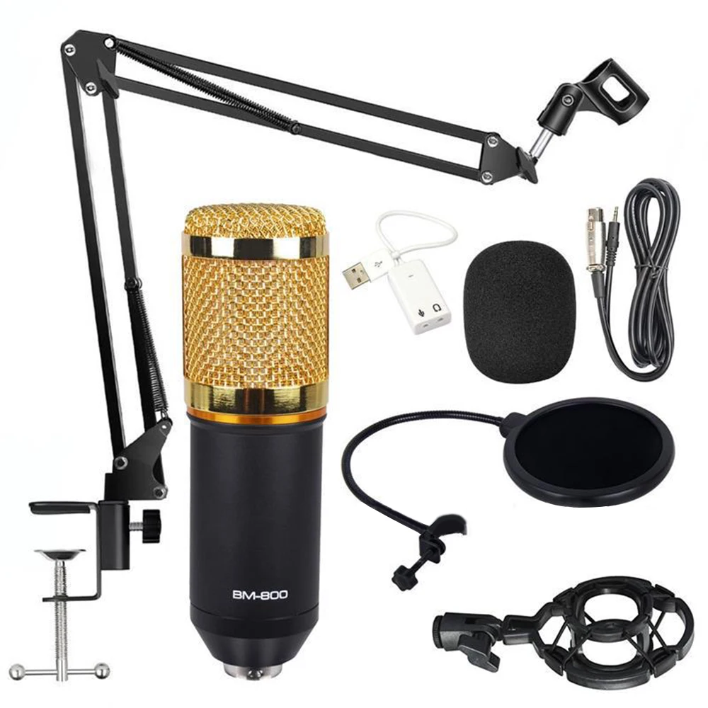 

BM 800 Microphone Condenser Sound Recording Microphone With Shock Mount For Radio Braodcasting Singing Recording KTV Karaoke Mic