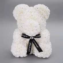 Алмазная Роза медведь с сердцем искусственные розы Пена розы цветок бриллианты медведь Роза День святого Валентина подарки День Матери