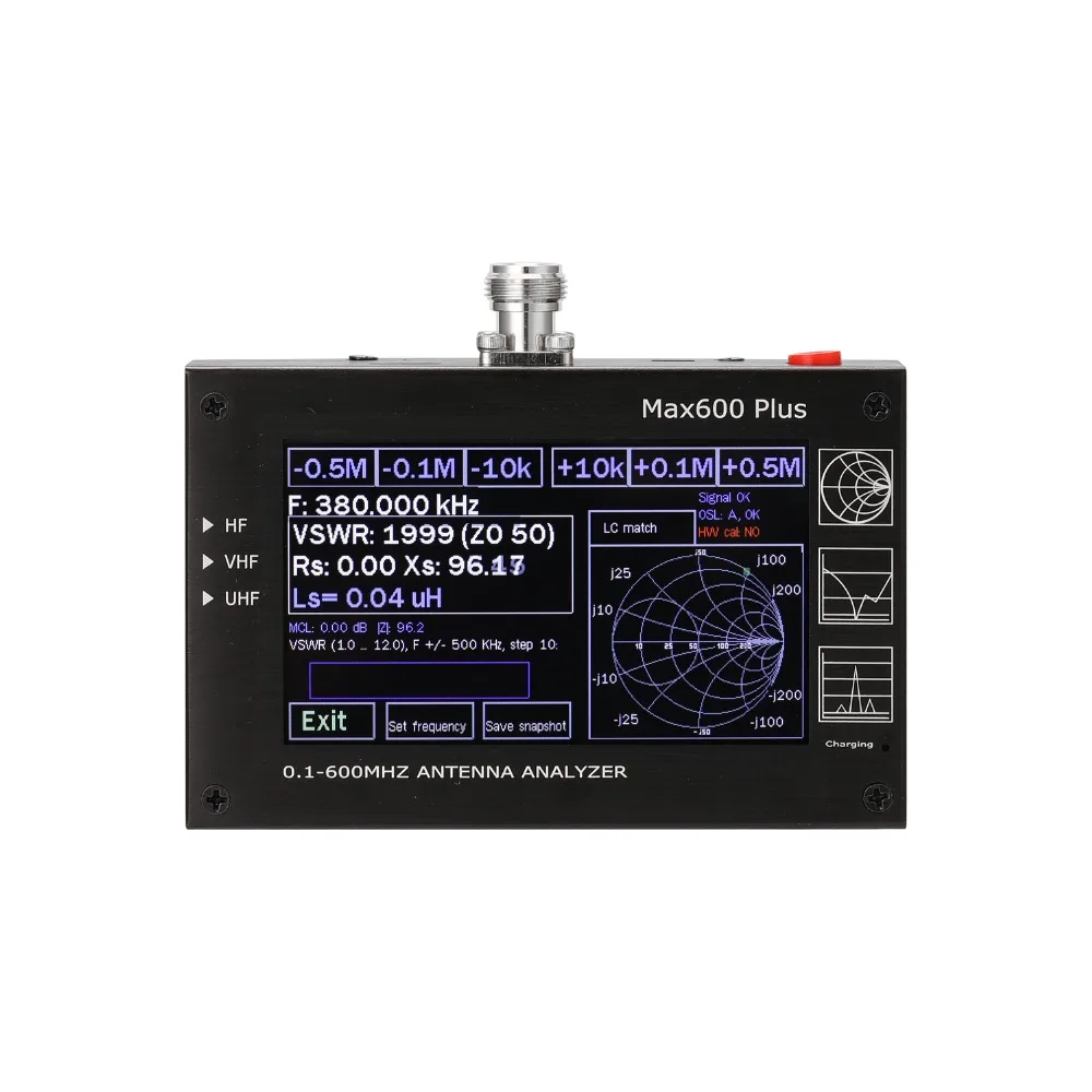 Векторный сетевой анализатор Max600 Plus HF VHF UHF антенный анализатор 0,1-600 МГц с 4," TFT lcd сенсорным экраном антенный анализатор