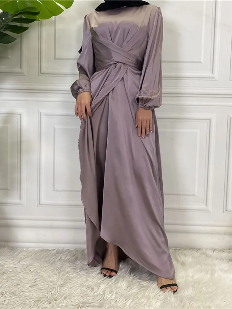 Ramadan Satin Abaya Muslim Long Dress ...