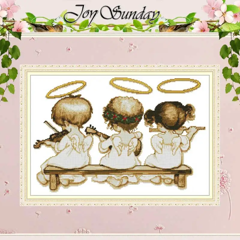 Three little angels patterns counted 11CT 14CT Cross Stitch Sets DIY Chinese Cross-stitch Kits Embroidery Needlework Home Decor | Дом и сад