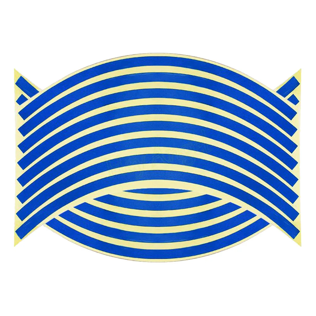 16pcs Reflective Rim Tape Wheel Stripe Decal Trim For Cycling MTB Mountain Rode Bile Bicycle Motorcycle Wheels (14/18inch)