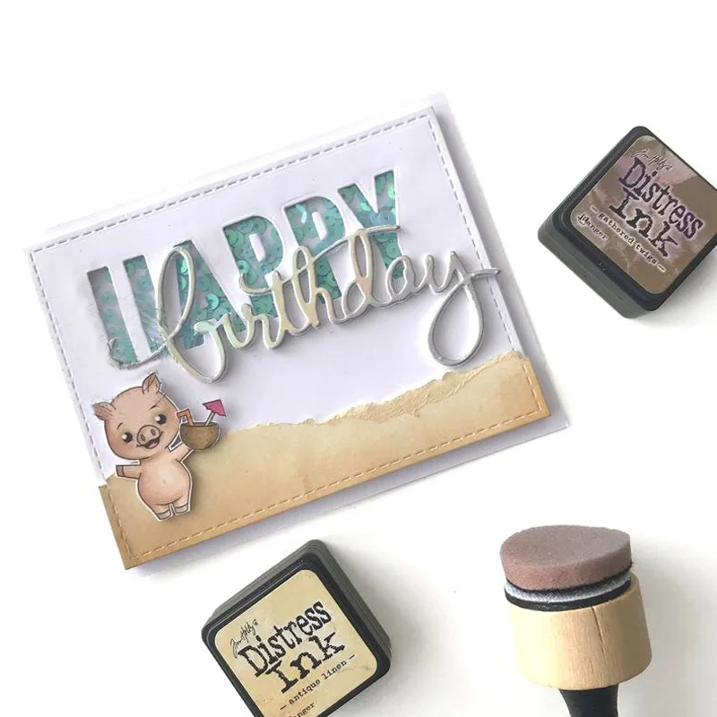 

Clear Stamps for Scrapbooking HAPPY BIRTHDAY Pig Rubber Background Stamp Silicone Seals Craft Stencil Album Card Making Sheet