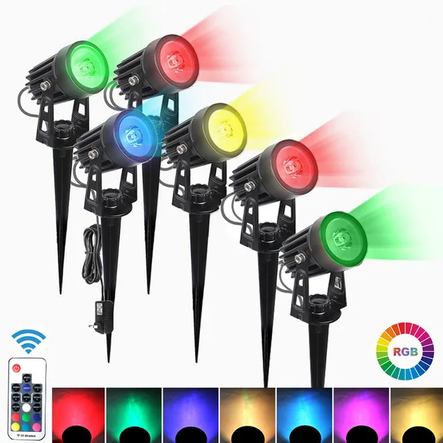 Garden Lawn Spike Lights Low Voltage LED Landscape Lighting IP65 Waterproof Outdoor Lamp Warm White RGB for Walkway Trees Yard 6 RGB