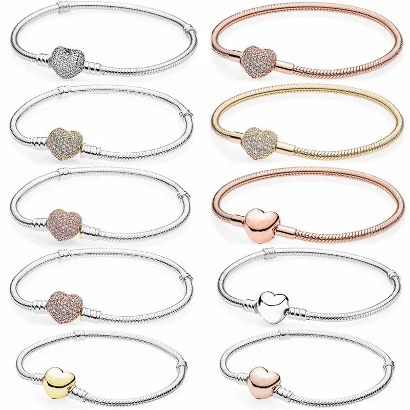 Heart Clasp With Crystal Bracelet Fit 