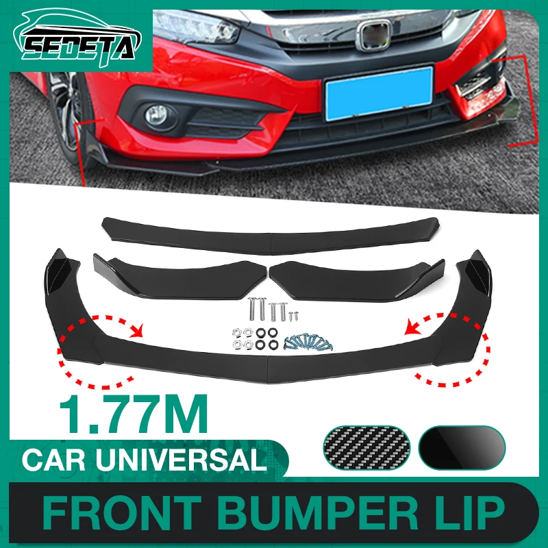 Car Front Shovel Lip 4/5PCS Carbon Fiber Bumper Protective Wind Decoration Accessories ABS For Toyota For Honda bumper lip bumper lip decoration front bumper decoration