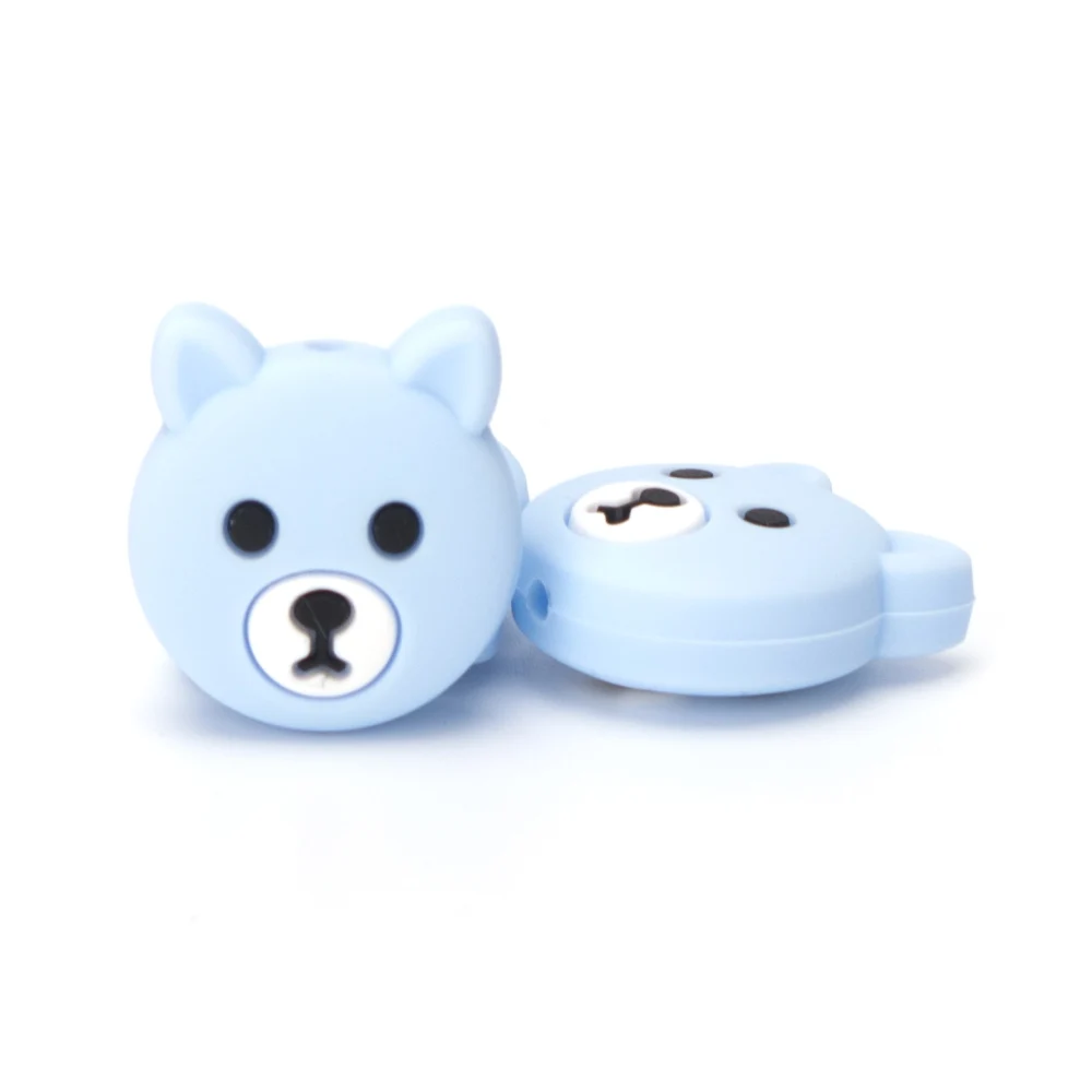 Bear Pastel Blue 5 шт., силиконовые бусины в виде медведя, панды, утки, коалы, перле, Мультяшные силиконовые коралловые бусины в виде животных, детские товары для прорезывания зубов - Цвет: Bear Pastel Blue