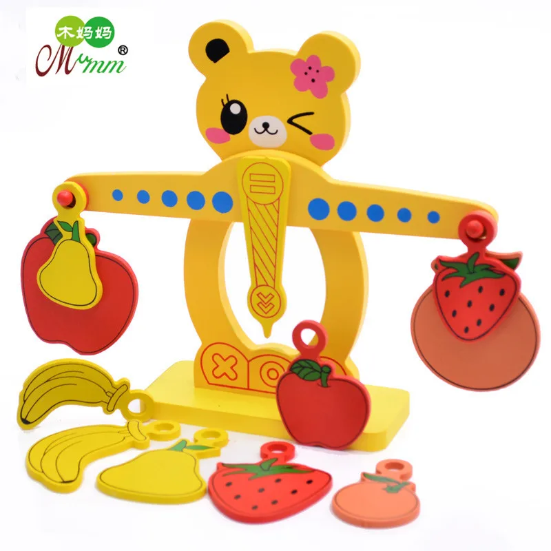 

Children with Numbers Fruit Balance Scale Wooden Montessori Teaching Aids Young STUDENT'S Kindergarten Educational Toy