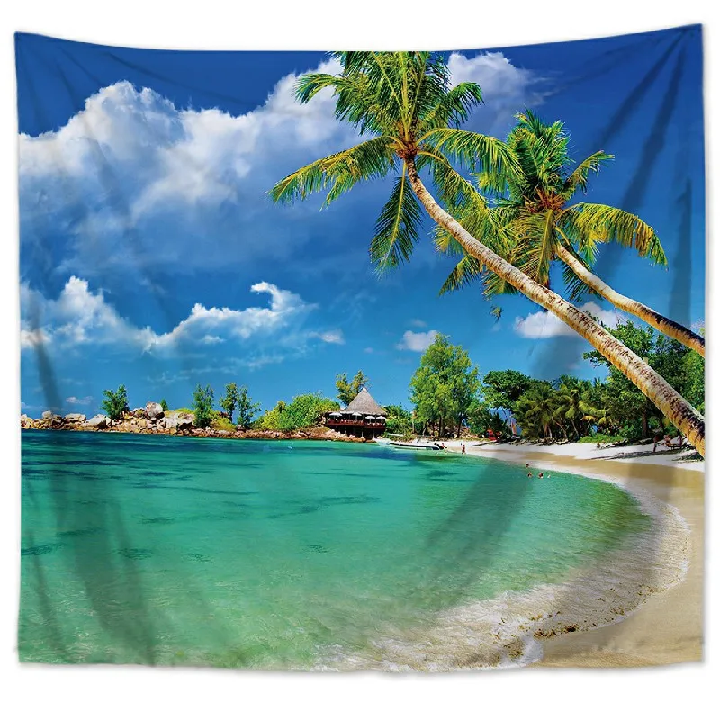 Zeegle Beach Scenic Pattern Tapestry Wall Hanging Wall Decoration Hippie Tapestry Beach Throw Towel Yoga Mat