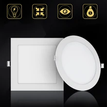 Светодиодный панельный светильник, встраиваемая кухонная потолочная лампа для ванной AC85-265VEnergy, квадратный/круглый светодиодный светильник 3 Вт/6 Вт/9 Вт/15 Вт/18 Вт/24 Вт