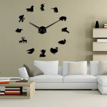 

Gz349 Hot Selling Hunter Hunting Acrylic Mirror Wall Clock European Style Living Room Ultra Large Wall Clock