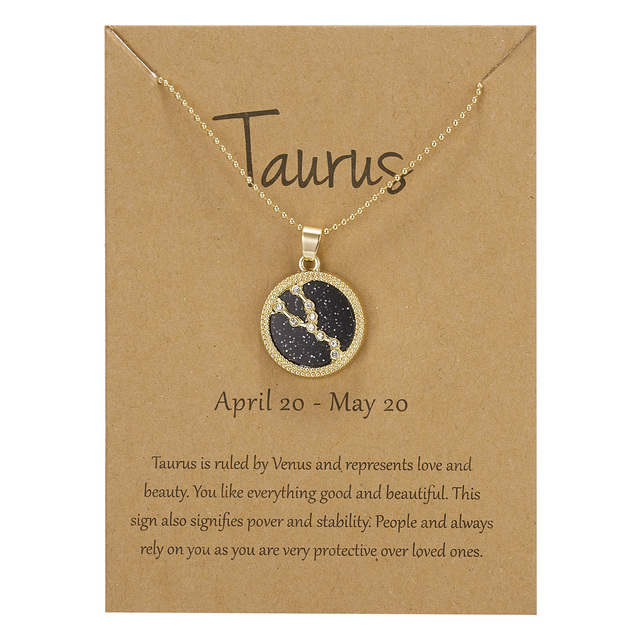 Zodiac Constellations Necklace Geometric Round Pendant Gold Silver Color Chain Necklace Unisex Friendship Jewelry Lover Gifts