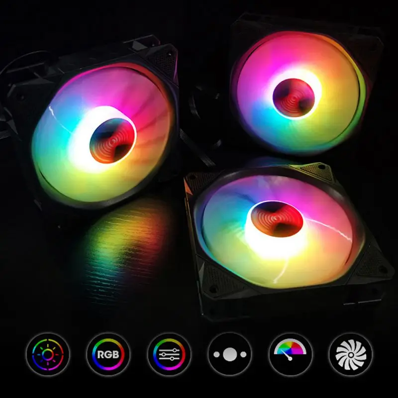 ПК настольный компьютер кулер бесшумный вентилятор чехол RGB Mute волшебное изменение цвета с контроллером