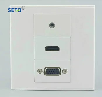 

SeTo 86 Type 3.5mm Earphone + HDMI + VGA Connector Wall Plate Socket Keystone Faceplate